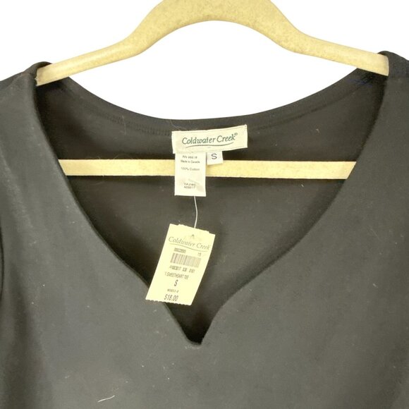 Coldwater Creek Women’s Black V-Neck Short Sleeve T-Shirt Size S Whimsygoth - Picture 3 of 8